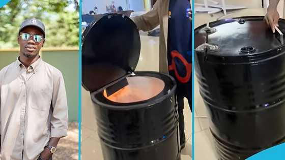 Talented Ghanaian man transforms an old metal barrel into a refrigerator: "Made-in-Ghana"