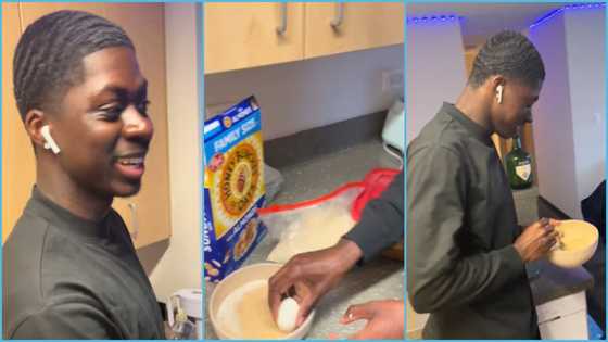 Ghanaian man screams in astonishment as friend eats oats with boiled eggs, video causes stir