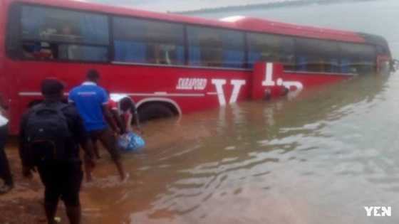 Wulensi-bound VIP bus ends up in River Oti at Dambai