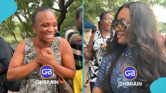 Jackie Appiah shows humility, initiates conversation with bystander, reaction of woman evokes joy