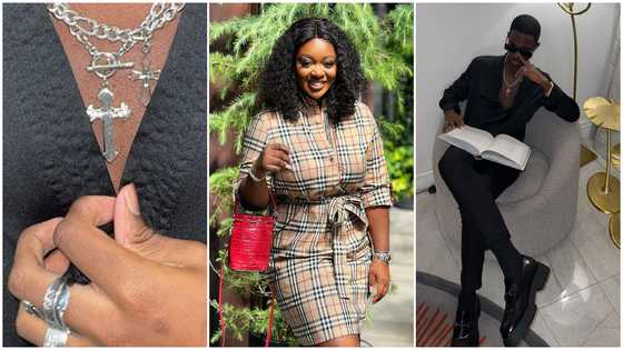 Jackie Appiah's son Damien Agyemang flaunts diamond watch, sparkling rings and chains in photos