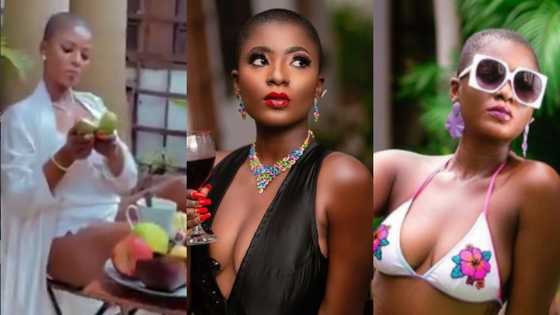 Bebia ewu: Ahuofe Patri drops bedroom video in hot swimwear as she flaunts plush interior