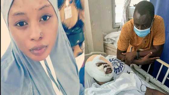 Lady whose face was damaged after acid attack undergoes plastic surgery at Korle Bu; photo pops up