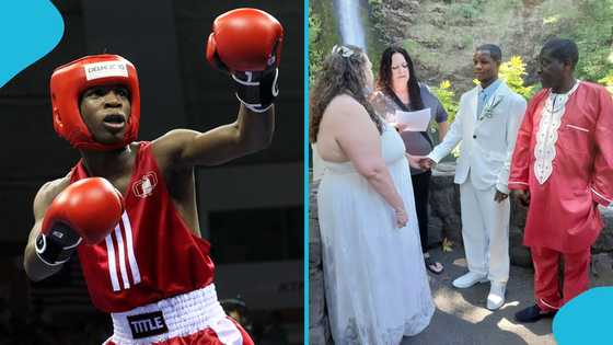33-year-old Ghanaian boxer marries 'Obroni' partner in beautiful US ceremony (Video)