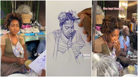 He is very good: Talented artist sketches pretty trader in the market