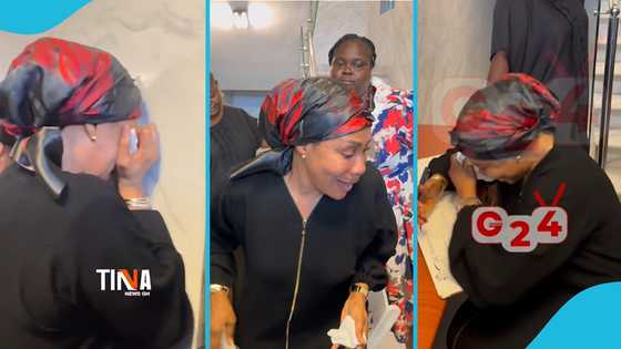 Veteran actress Selassie Ibrahim breaks down in tears at Beverly Afaglo's home, video stirs sorrow online