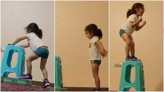 He refused to give up: Inspirational video shows fine moment boy jumped onto a high stool, standing steady