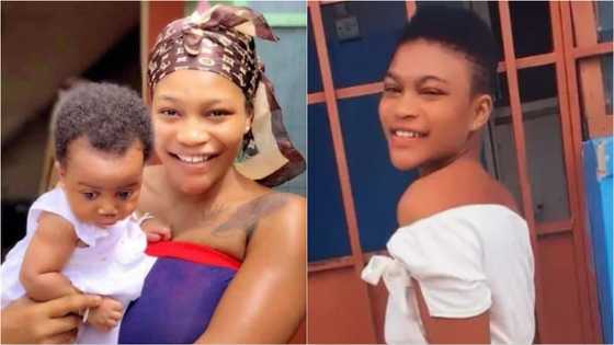 Aku Sika: Ghanaian slay queen who went viral for snatching Sharon GH's man gives birth; cute photo drops