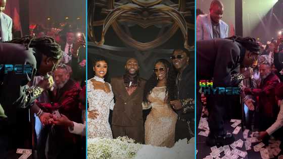 Stonebwoy's wife defends him over money-picking claims at Davido's wedding, drops video evidence