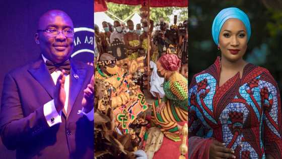 Photos: Bawumia and Samira Beat Ashanti's to Rich Kente Fashion at Adae Kese with Otumfuo