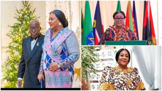 Ghana's First Lady Rebecca Akufo-Addo looks stunning in an African print dress to celebrate her 72nd birthday