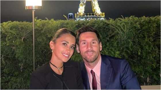 PSG superstar Messi poses with wife Antonela Roccuzzo in Paris with Eiffel Tower in the background