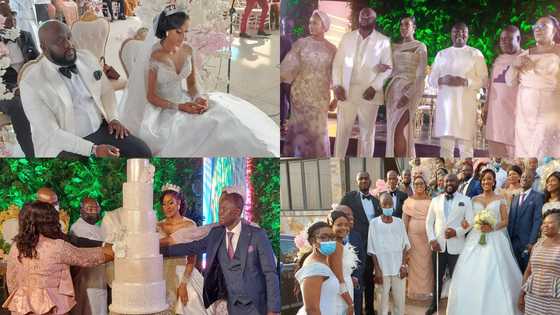Beautiful photos drop as Fisheries Minister Hawa Koomson's son holds extravagant white wedding, Bawumia, others attend