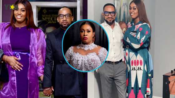 Nigerian filmmaker Pascal Amanfo's pretty wife dazzles in a classy lace gown for her white wedding