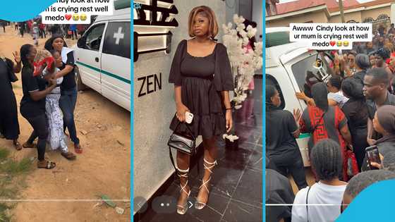 Late TikToker Cindy Brobbey's mother inconsolable as she bids farewell to her daughter at her funeral, video
