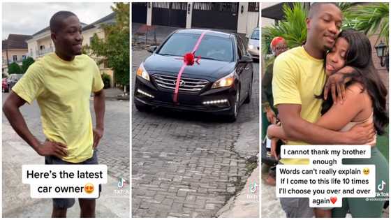 "He was a blessing to me for many years" - Lady buys car for her brother, surprises him in video