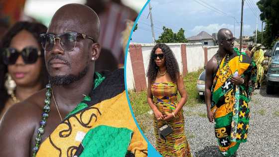 Stephen Appiah and wife Hannah throng Ga Mantse's durbar for Otumfuo, slay in traditional outfits