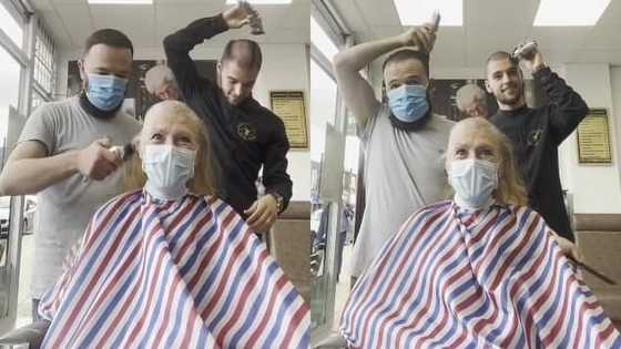 Kind barbers shave their hair as support for woman undergoing chemotherapy