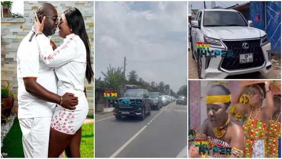 Ghanaian Couple Cruise To Engagement Ceremony In Grand Style; Shut Down The Streets Of Accra With Long Convoy