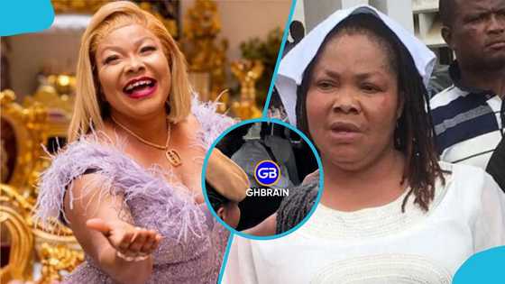 Agradaa hides her face in nose mask, wears headscarf as she appears in court again, reporter speaks