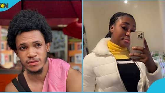 Ghanaian lady celebrates boyfriend for sponsoring her trip to the UK: "He works at Adum"