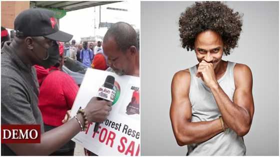 Arise Ghana Demonstration: Man struggles to explain words on his placard in hilarious video