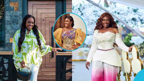 Emelia Brobbey is Ghana's Most Beautiful actress as she rocks a shiny corseted African print dress