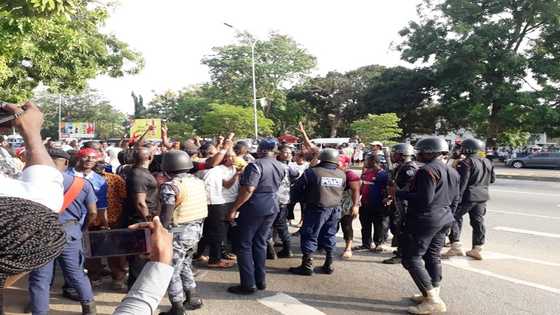 Hundreds of NDC supporters besiege EC headquarters ahead of declaration; demand Mahama to be declared winner