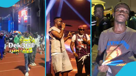 Fans flee as heavy rain falls during Sarkodie’s Rapperholic concert, video stirs reactions