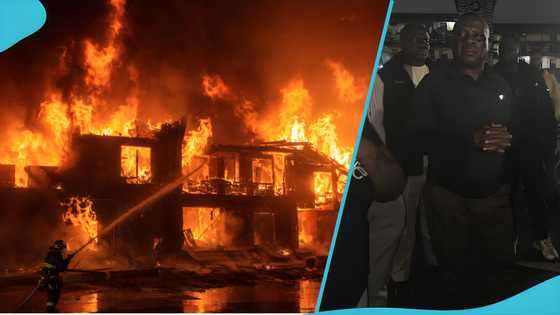 Police arrest suspect following a major fire outbreak opposite the Accra Central Police Station