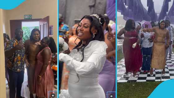 Bride moved to tears as Joyce Blessing performs in the rain