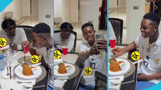 Peller jubilates as he tries Ghana jollof for the first time with Shatta Wale, video excites fans