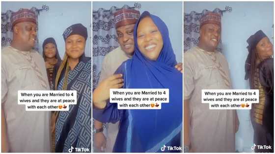 Beauty choke: Proud dad shows off his cute 3 daughters and wife in video, peeps wonder who the mum is