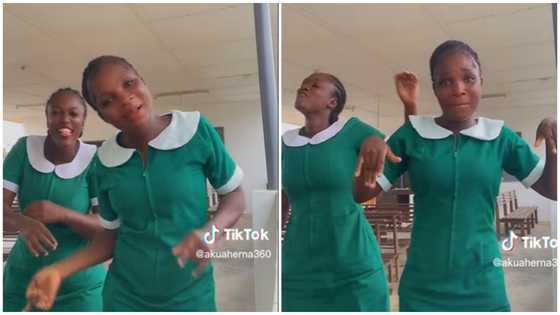 Two beautiful Ghanaian nurses join viral TikTok challenge, display tempting dance moves while at work (video)
