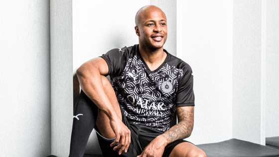 Ghana captain Andre Ayew models in classic Al Sadd away jersey; video drops