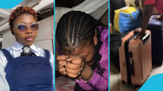 Lady cries bitterly as she watches her family members pack bags to relocate abroad