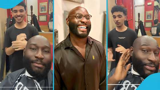Bald-headed Kennedy Agyapong's son visits barbershop in Morocco for a haircut, video stirs reactions