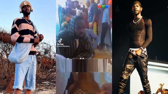 Humble Traveller: Black Sherif kneels to greet Konongo Zongo elders as he visits home, video earns him praise