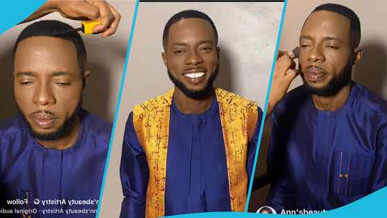 Ghanaian groom goes viral for wearing heavy Barbie-style makeup for his traditional wedding