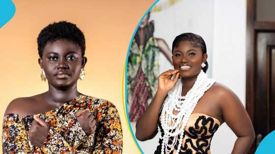 Afua Asantewaa Singathon looks resplendent in a strapless lace ball gown and heavy makeup