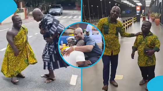Appiah Stadium returns from Germany, takes Kwame Ahenfie to his Mum for a huge donation