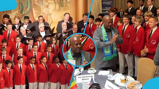 Popular American boys choir leaves Mahama smiling after singing him a Twi song