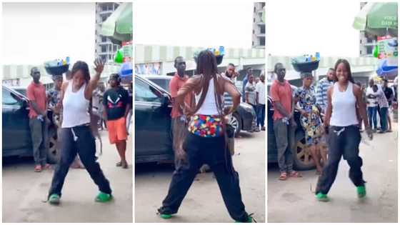 Gorgeous lady in singlet and saggy pants steals show on street as she gives fire dance moves: "She's energetic"