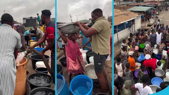 John Dumelo provides water to Okponglo residents at around 5am, video trends