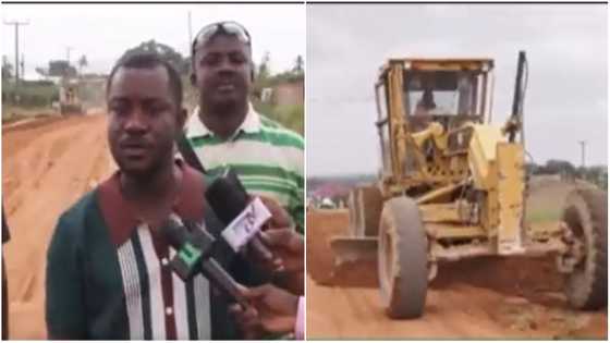 Ghanaian man Dr Parker constructs bad road with his own money in his area around Amasaman