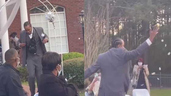 Flower Man: Confident guy throws flower petals like flower Girl during cousin's wedding