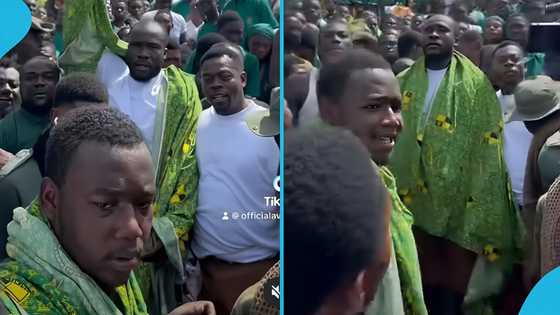 Dr Likee rocks Prempeh College uniform and leads chants with students at Milo Games in Kumasi
