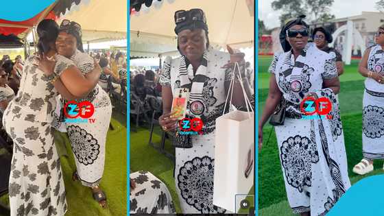 Maame Gold wows mourners as she gives out brand new phones at her dad's funeral