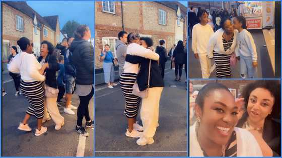 Emelia Brobbey meets Asamoah Gyan's wife & kids in the US, video warms hearts