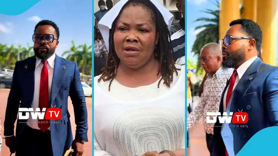 Angel Asiamah storms Accra High Court in sour mood as Nana Agradaa's case resumes, video